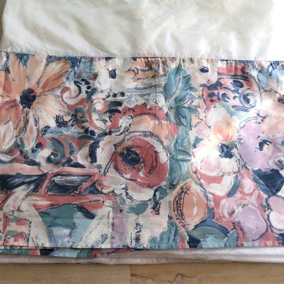 Vintage American Home Queen Size Bed Skirt Multicolor Floral 13" Drop USA Made - Picture 3 of 8